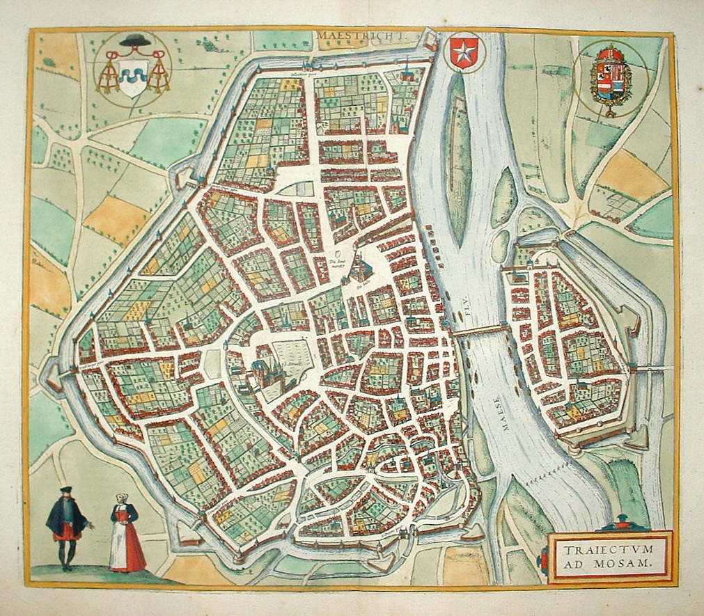 MAASTRICHT Stadsplattegrond Braun Hogenberg 1588 Dat Narrenschip